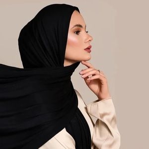 Super soft and stretchy jersey hijabs shawl Black scarf